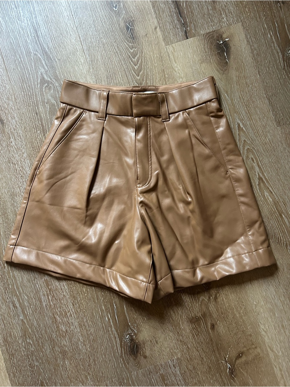 Abercrombie & Fitch High-Waist Vegan Leather Brown Shorts